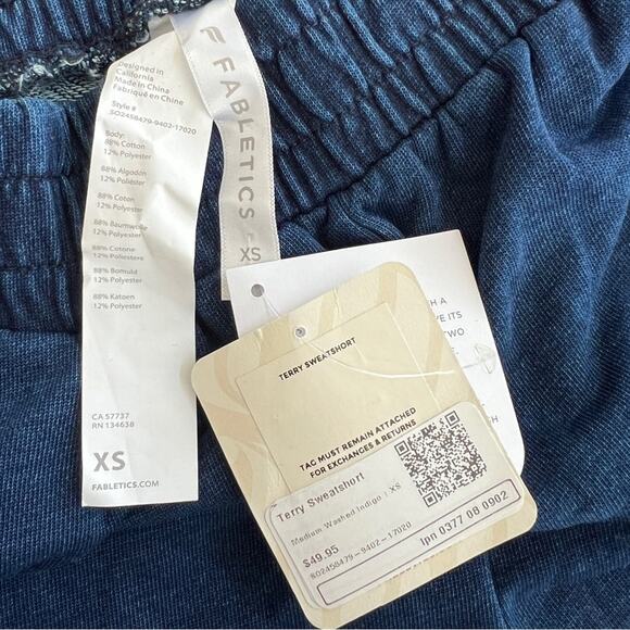 New FABLETICS Terry Sweatshort Shorts Washed Indigo Women’s Various Sizes - Picture 7 of 8